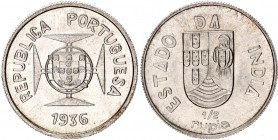 India Portuguese 1/2 Rupia 1936
KM# 23; Silver; UNC with mint luster