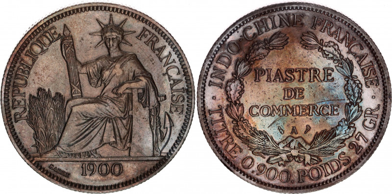 Indochina 1 Piastre 1900 A
KM# 5a.1; Silver; XF+ with amazing toning