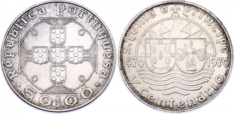 Saint Thomas & Prince 50 Escudos 1970
KM# 21; Silver; 500th Anniversary of Disc...