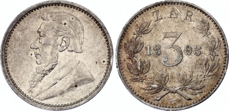 South Africa 3 Pence 1893
KM# 3; Silver; AUNC