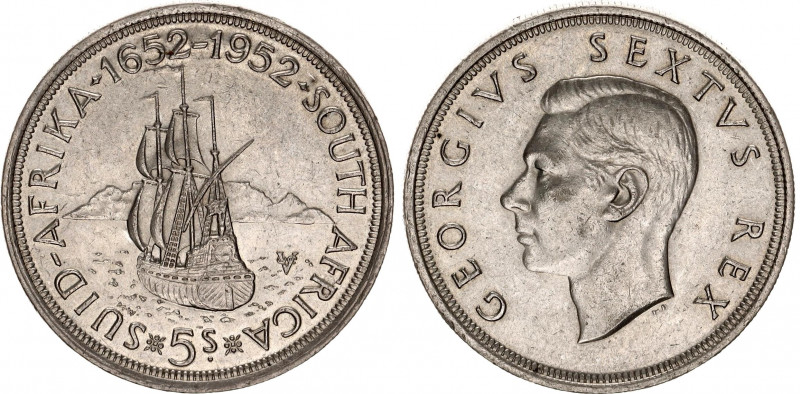 South Africa 5 Shillings 1952
KM# 41; Silver; 300th Anniversary of the founding...