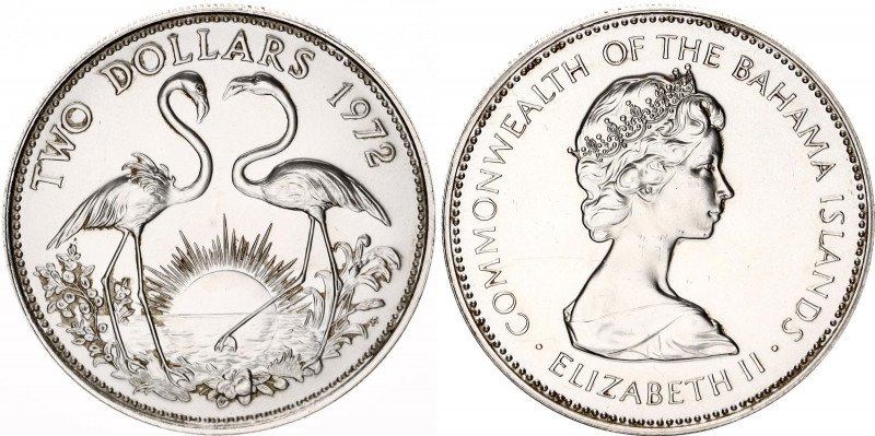 Bahamas 2 Dollars 1972
KM# 23; Silver; Elizabeth II; UNC