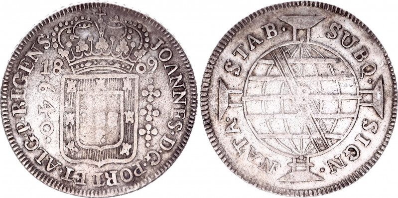 Brazil 640 Reis 1809 B
KM# 256.1; (Bahia); Silver; João; XF-