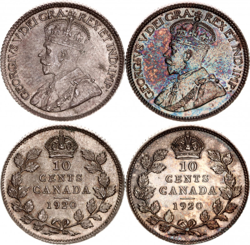 Canada 2 x 10 Cents 1920
KM# 23a; Silver; George V; UNC