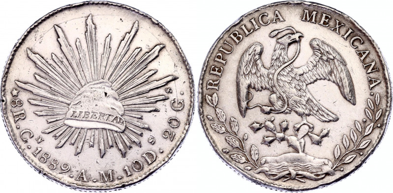 Mexico 8 Reales 1889 Cn AM
KM# 377.3; Silver; AUNC with minor hairlines