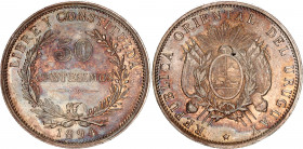 Uruguay 50 Centesimos 1894
KM# 16; Silver; XF+ with amazing toning