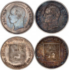 Venezuela 2 x 1/4 Bolivar 1921 - 1936 with Overdate
Y# 20; Silver; Notice: 1/4 Bolivar 1921 is overdated