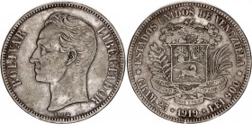 Venezuela 5 Bolivares 1919
Y# 24; Silver; XF