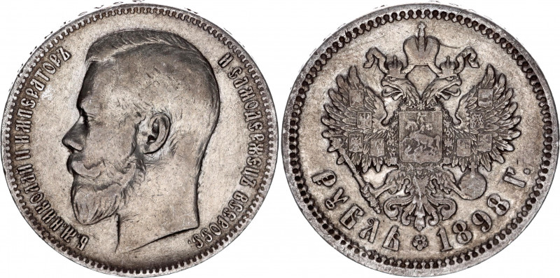 Russia 1 Rouble 1898 АГ
Bit# 43; Silver 19.81 g.; VF+