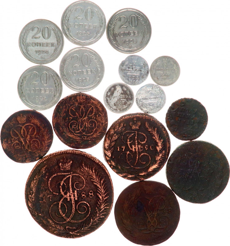 Russia Lot of 16 Coins 1731 - 1928
With Silver; Various Dates, Denomination & M...