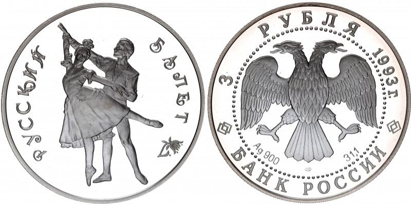 Russian Federation 3 Roubles 1993
Y# 323; Silver, Proof; Russian Ballet – Serie...