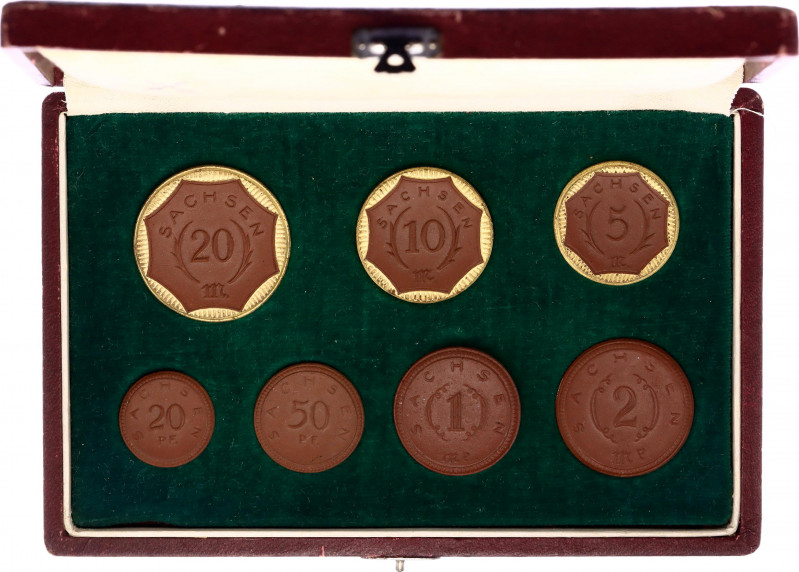 Germany - Weimar Republic Saxony Porcelain Coin Set 1921
20 - 50 Pfennig 1 - 2 ...