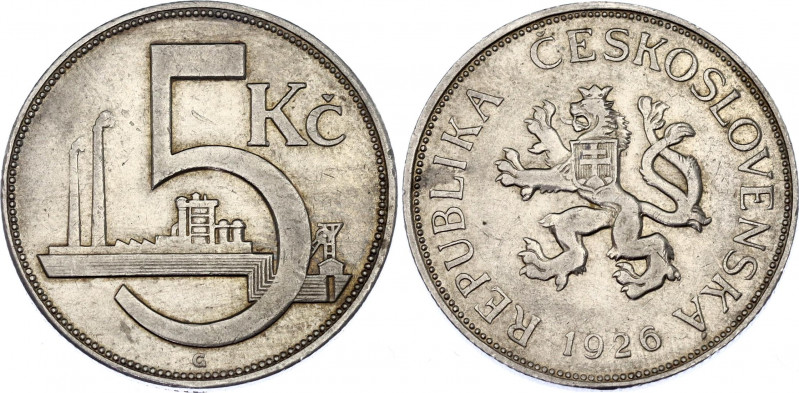 Czechoslovakia 5 Korun 1926
KM# 10; Copper-Nickel 9.74 g.; XF