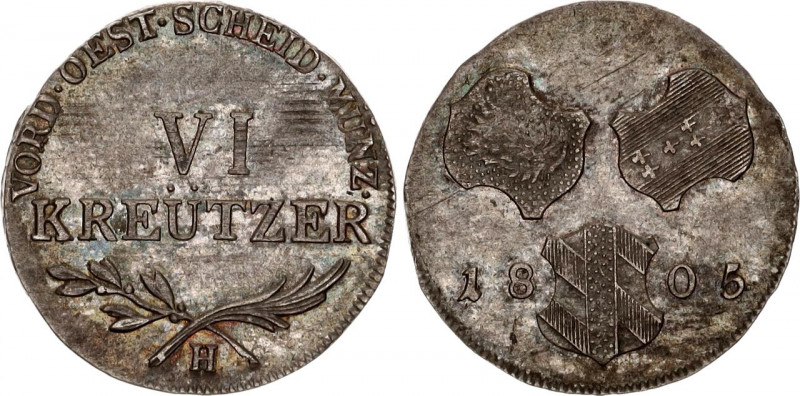 Austria Further Austria 6 Kreuzer 1805 H
KM# 29; Silver; Franz II; XF-AUNC