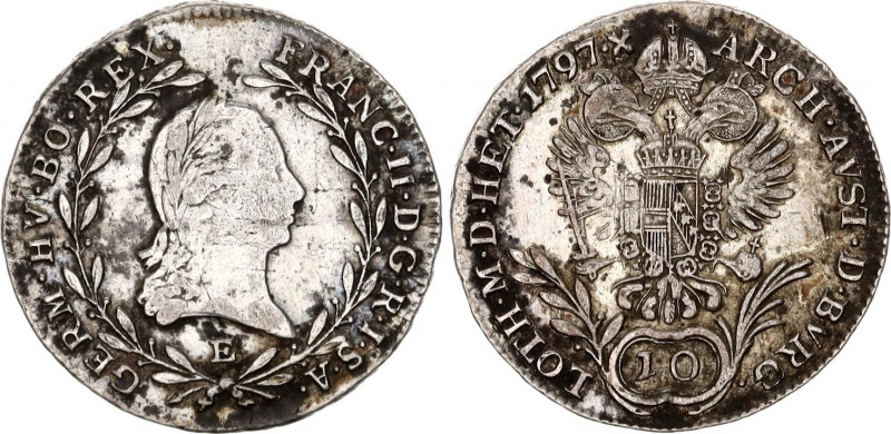 Austria 10 Kreuzer 1797 E
KM# 2130; Silver; Franz II; XF-