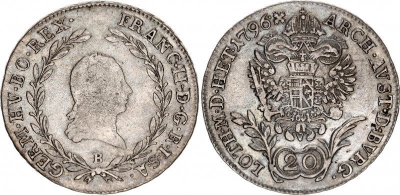 Austria 20 Kreuzer 1796 B
KM# 2139; RDR, Haus Habsburg, Franz II; Silver, XF.