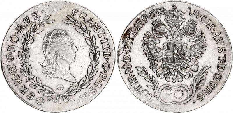 Austria 20 Kreuzer 1796 G
KM# 2139; RDR, Haus Habsburg, Franz II; Silver, XF.