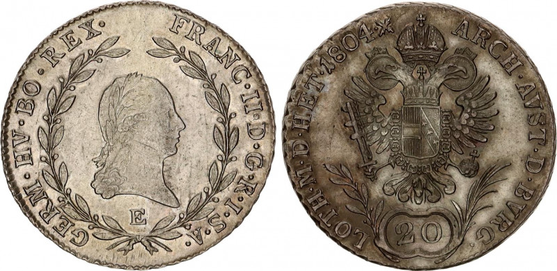 Austria 20 Kreuzer 1804 E
KM# 2139; Silver; Franz II; AUNC