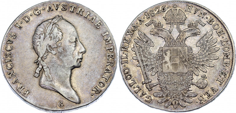 Austria 1 Taler 1826 G
KM# 2163; Franz I; Silver, XF.