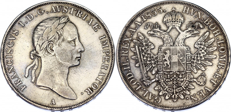 Austria 1 Taler 1835 A
KM# 2165; Franz I; Silver, XF, hairlines.