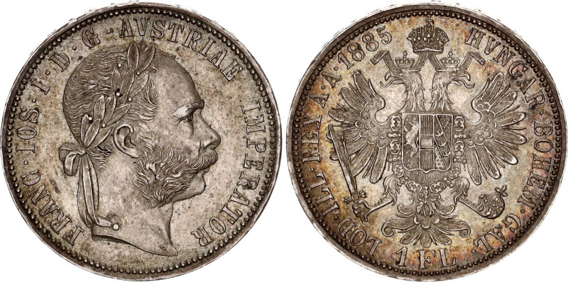 Austria 1 Florin 1885
KM# 2222; Schön# 149; Silver; Franz Joseph I; AUNC