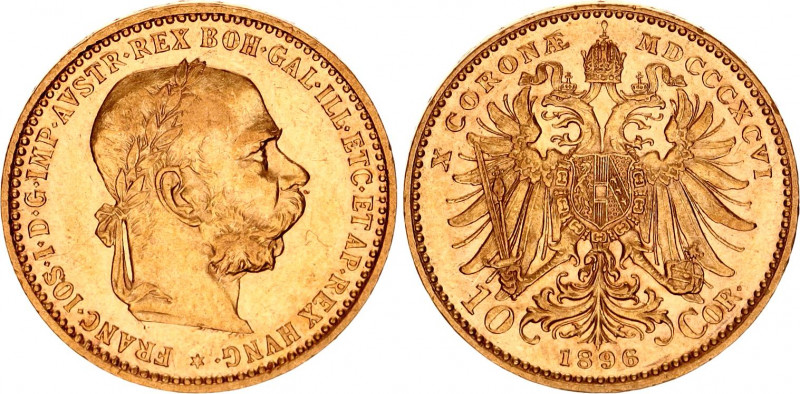 Austria 10 Corona 1896
KM# 2805; Gold (.900) 3.39 g.; Franz Joseph I; UNC