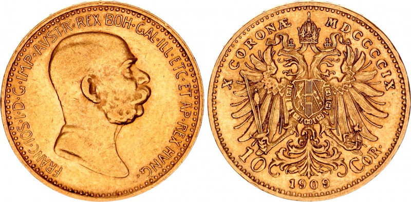 Austria 10 Corona 1909
KM# 2815; Gold (.900) 3.39 g.; Franz Joseph I; AUNC