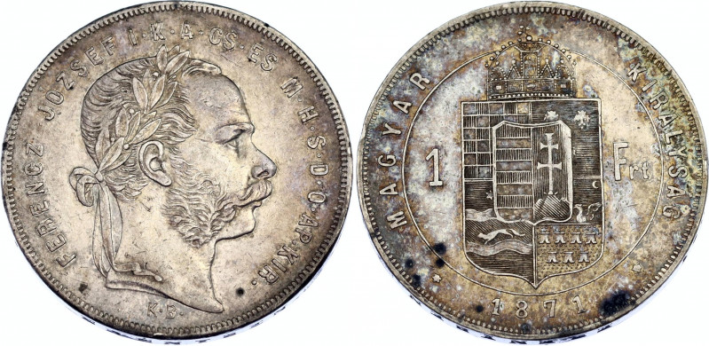 Hungary 1 Forint 1871 KB
KM# 453.1; Franz Joseph I; Silver, XF.