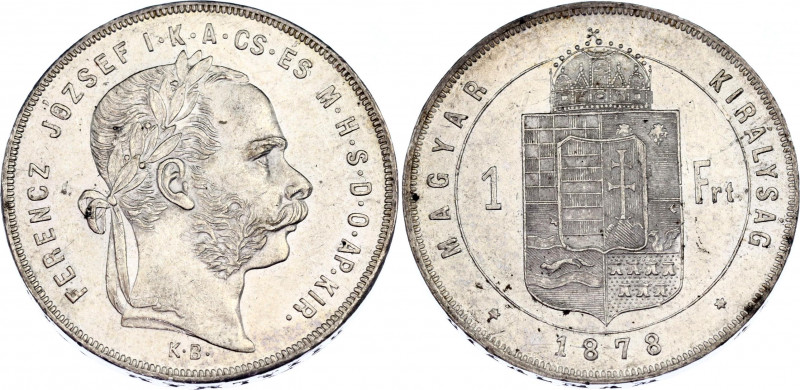 Hungary 1 Forint 1878 KB
KM# 453.1; Franz Joseph I; Silver, UNC.