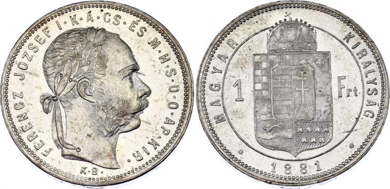 Hungary 1 Forint 1881 KB
KM# 465; Franz Joseph I; Silver, UNC-, mint luster.