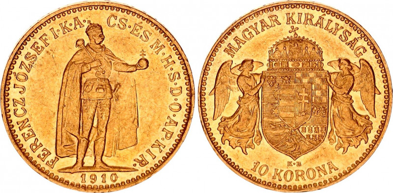 Hungary 10 Korona 1905 KB
KM# 485; ÉH# 1491; H# 2200; Gold (.900) 3.39 g.; Fran...