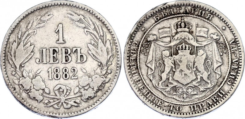 Bulgaria 1 Lev 1882
KM# 4; Silver 4.77 g.; Alexander I; VF