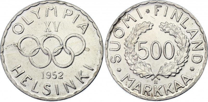 Finland 500 Markkaa 1952 H
KM# 35; Schön# 46; Silver; Olympic Games 1952; UNC