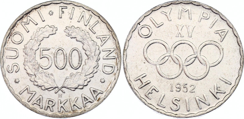 Finland 500 Markkaa 1952 H
KM# 35; Silver; Olympic Games 1952; UNC with minor h...