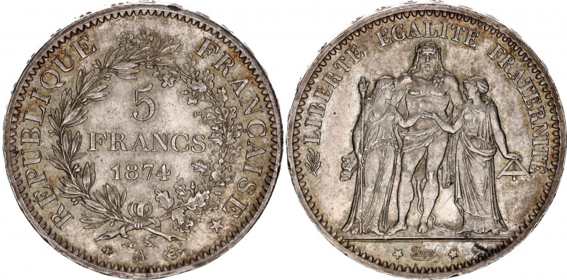 France 5 Francs 1874 A
KM# 820.1; Silver; UNC