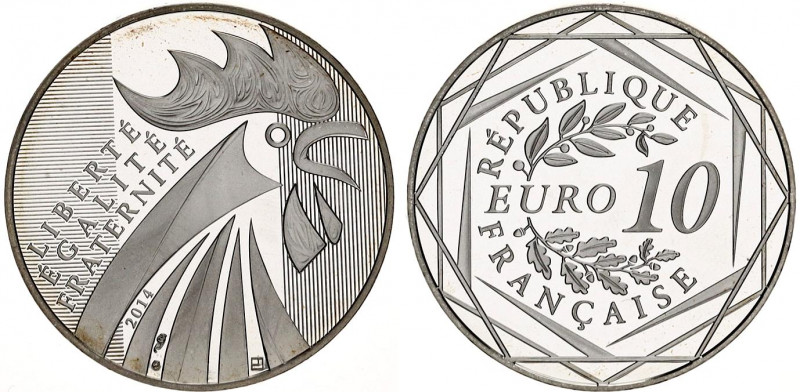 France 10 Euro 2014
KM# 2110; Silver; Proof; Rooster