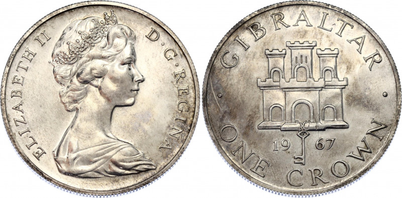 Gibraltar 1 Crown 1967
KM# 4a; Silver., Proof; Elizabeth II