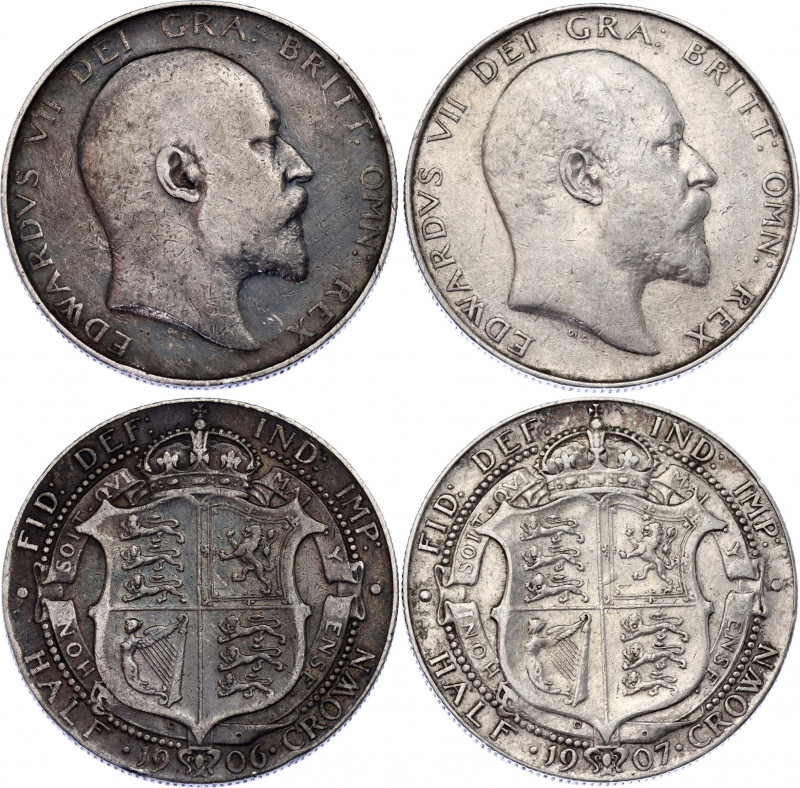 Great Britain 2 x 1/2 Crown 1906 - 1907
KM# 802; Silver; Edward VII