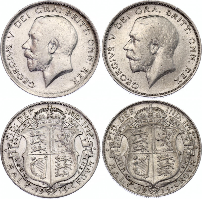 Great Britain 2 x 1/2 Crown 1914 - 1915
KM# 818.1; Silver; George V