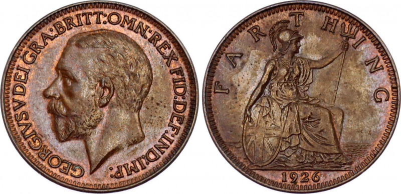 Great Britain 1 Farthing 1926
KM# 825; Sp# 4061; Bronze; George V; UNC