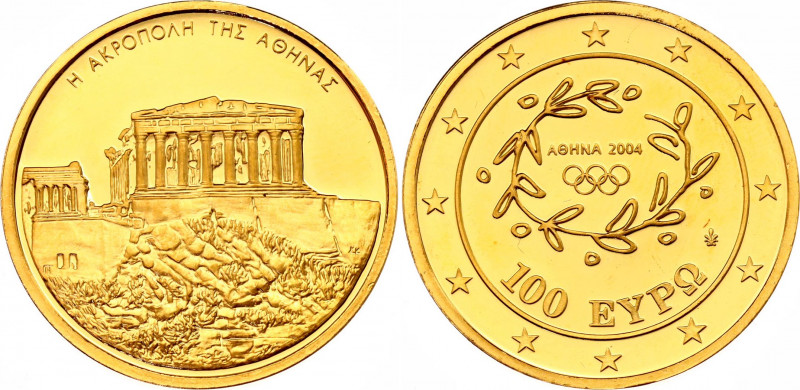 Greece 100 Euro 2004
KM# 204; Gold (.999) 10.16 g.; 2004 Summer Olympics, Athen...