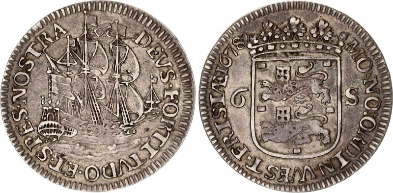 Netherlands West Friesland 6 Stuivers 1678 "Scheepjesschelling"
KM# 76; Silver;...