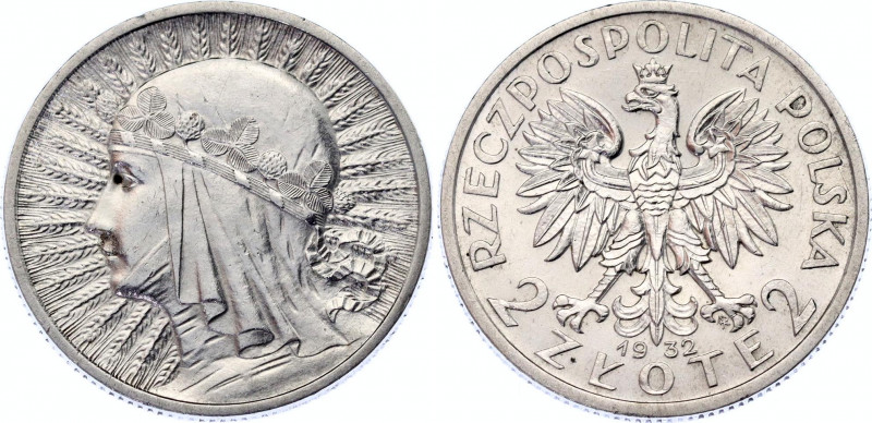 Poland 2 Zlote 1932
Y# 20; Polonia; Silver, UNC, mint luster.