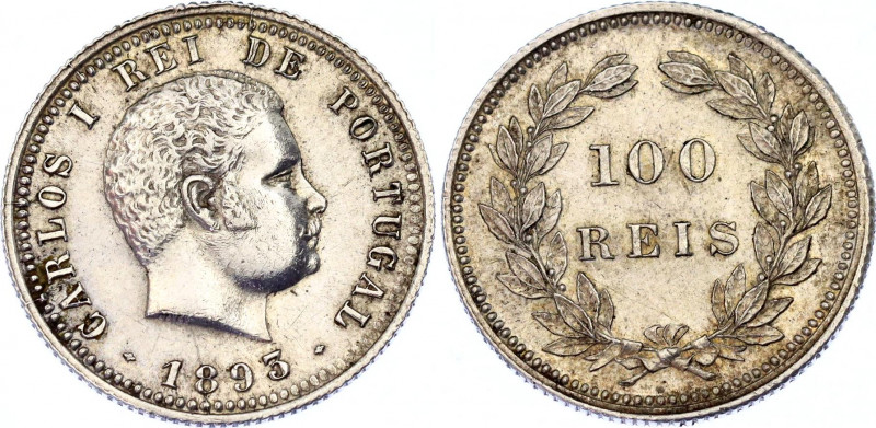 Portugal 100 Reis 1893
KM# 531; Silver; Carlos I; AUNC