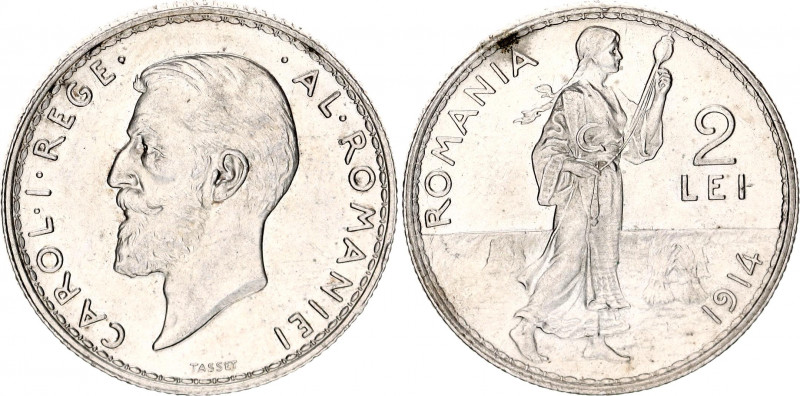 Romania 2 Lei 1914
KM# 43; Silver; Carol I; UNC