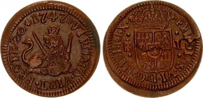 Spain 1 Maravedi 1747
KM# 368; Fernando VI; UNC