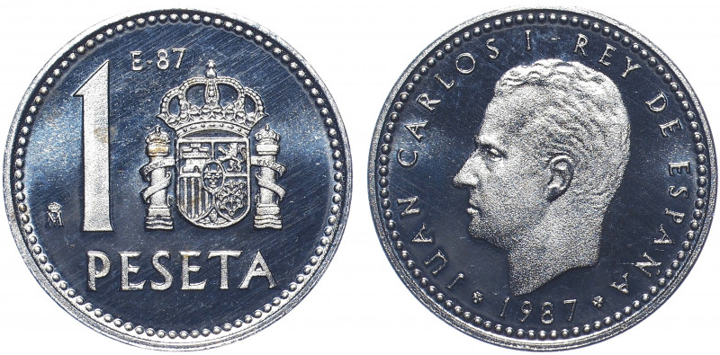 Spain 1 Peseta 1987 E-87 Proof
KM# 828; Aluminum 21mm; 3rd National Numismatic ...