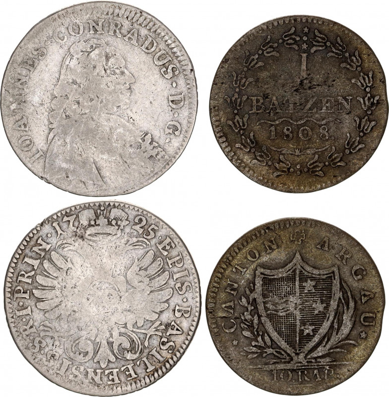 Switzerland Aargau & Basel Lot of 2 Coins 1725 - 1808
Basel 20 Kreuzer 1725 & A...