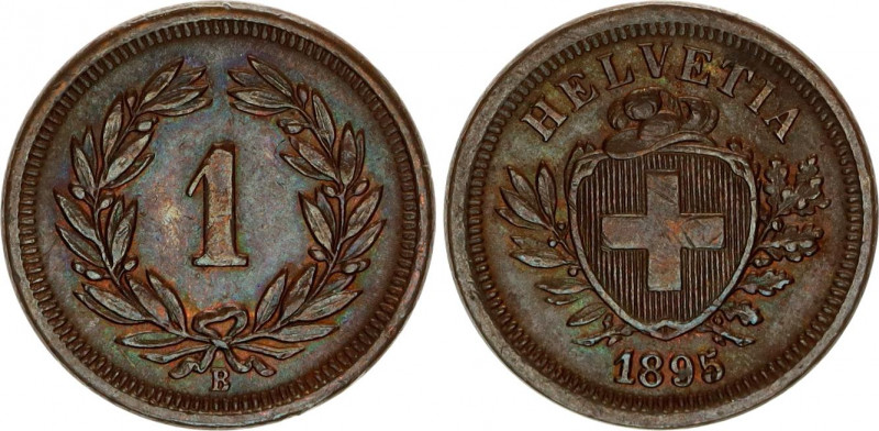 Switzerland 1 Rappen 1895 B
KM# 3; Schön# 15; Bronze; Mint: Bern; AUNC