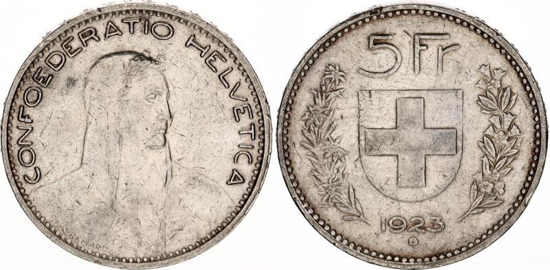 Switzerland 5 Francs 1923 B
KM# 37; Silver; XF